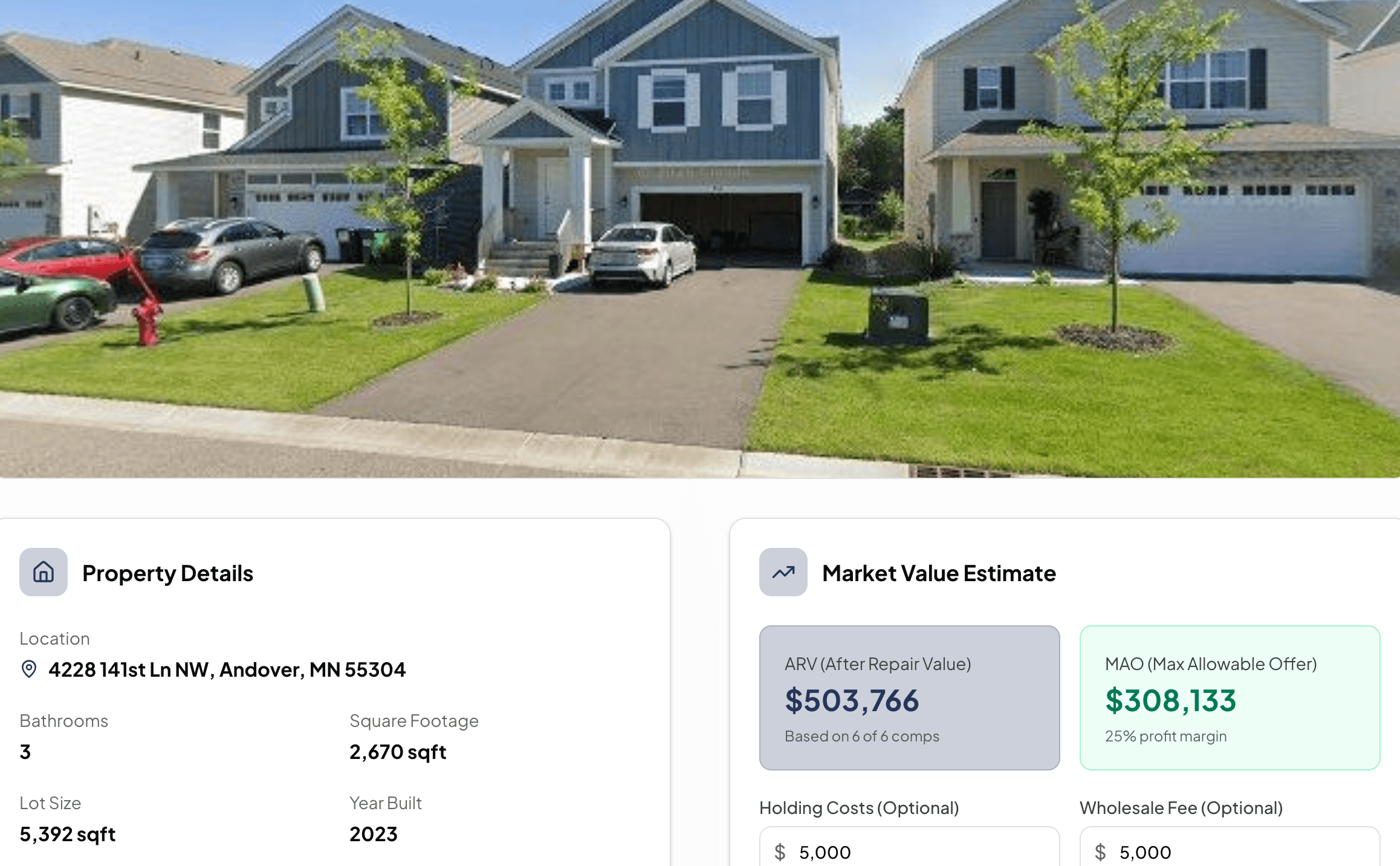 Casaidy property valuation dashboard with market value estimates